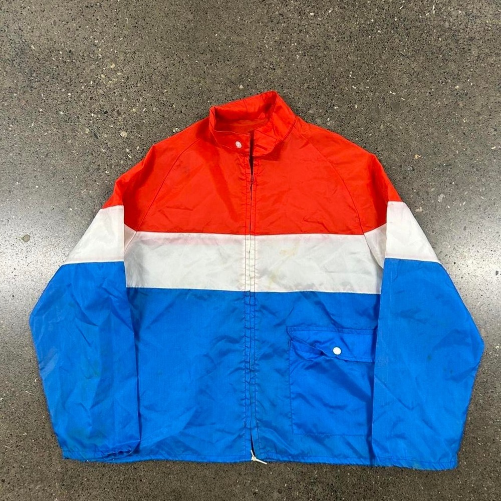 Vintage 70s True Vintage AVON Sportswear Popsicle Windbreaker Jacket (Size L)